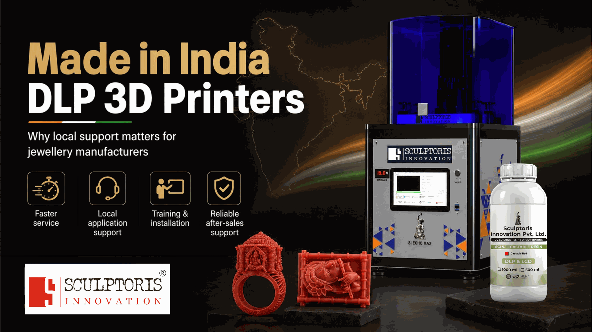Made in India DLP 3D printer for jewellery manufacturing by Sculptoris Innovation